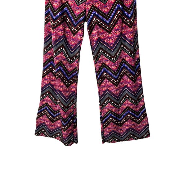 WinWin Palazoo Pants Womens L-XL Wide Leg Colorful Chevron Boho Hippie Peasant - Picture 3 of 9